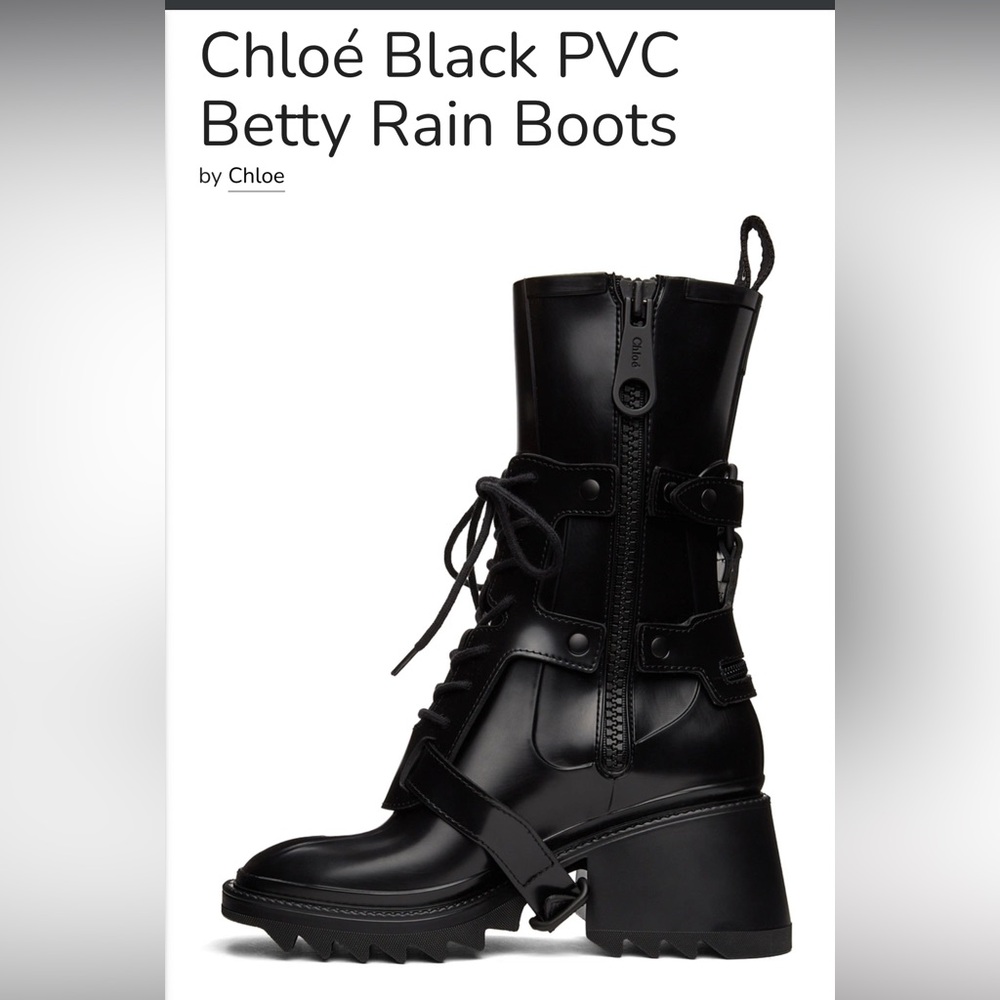 Chloe Betty midcalf zip up edgy PVC rain boots